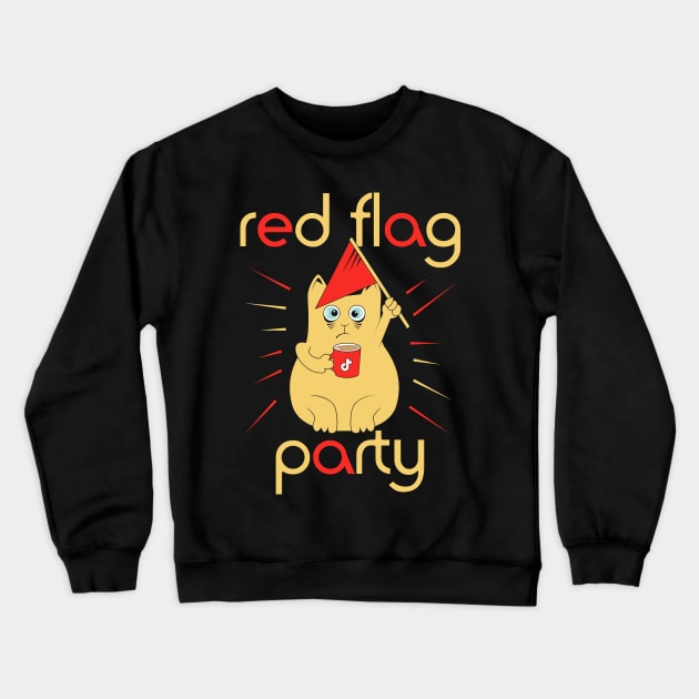 Red Flag Party Crewneck Sweatshirt by Sofiia Golovina